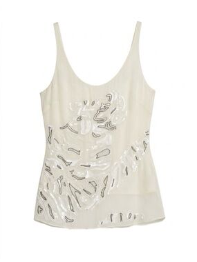 White Embellished Pucci Silk Tank